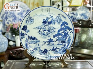 Đĩa trang trí vẽ cảnh sơn thủy 70cm