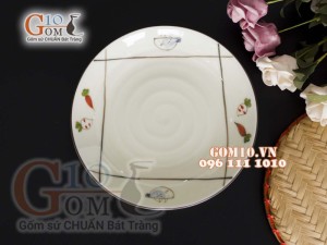 Đĩa tròn 1 lá men kem vẽ Cà Rốt, đường kính 20cm