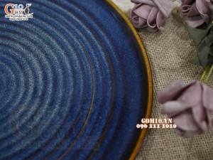 Đĩa tròn lòng phẳng men hỏa biến thiên hà, đường kính 30cm