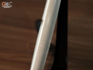 Đĩa tròn lòng phẳng men kem tấm vẽ Bạch Liên, đường kính 24cm