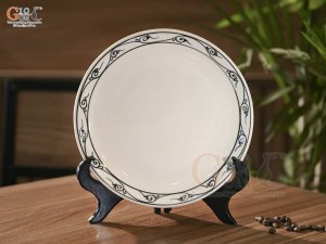 Đĩa tròn men cổ vẽ hoa móc, đường kính 22cm (Hàng Đặt SX)