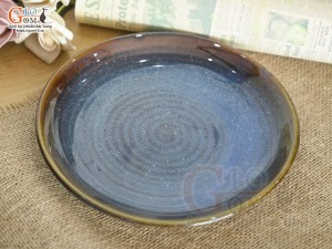 Đĩa tròn men hỏa biến xanh đá Đại Dương, đường kính 16cm