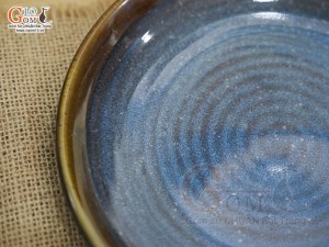 Đĩa tròn men hỏa biến xanh đá Đại Dương, đường kính 16cm