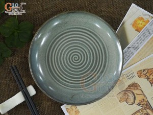 Đĩa tròn men mát xanh ngọc, đường kính 15cm