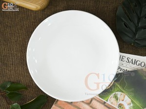 Đĩa tròn men trắng, đường kính 20cm
