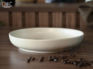 Đĩa tròn salad men kem tấm vẽ Bạch Liên, đường kính 22cm