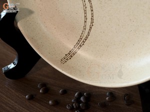 Đĩa tròn salad men kem tấm vẽ Bạch Liên, đường kính 22cm