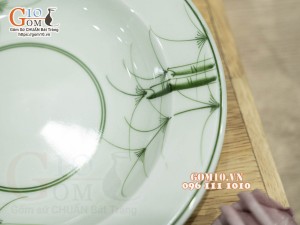 Đĩa tròn sâu họa tiết Tre Trúc Cổ, đường kính 18cm