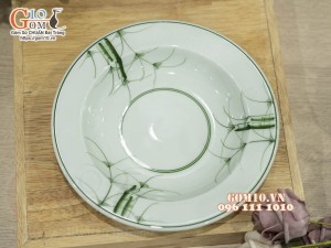 Đĩa tròn sâu họa tiết Tre Trúc Cổ, đường kính 18cm