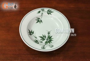 Đĩa tròn sâu lòng họa tiết Tre Trúc Cổ, đường kính 22cm
