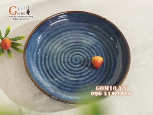 Đĩa tròn sâu men hỏa biến thiên hà, đường kính 22cm