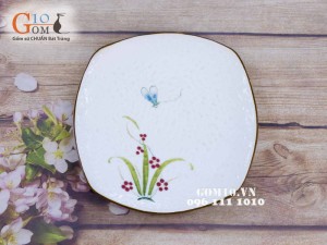 Đĩa vuông sần Đào Chuồn Kem 26cm