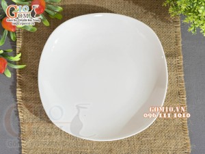 Đĩa vuông vát men trắng 16cm