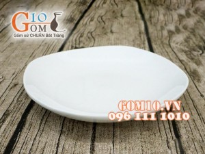 Đĩa vuông vát men trắng 20cm
