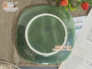 Đĩa ảo xanh đồng vẽ chuồn kim, 18cm