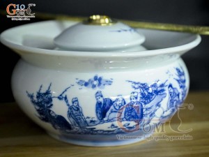 Điếu bát men lam cổ cảnh Trúc Lâm Thất Hiền