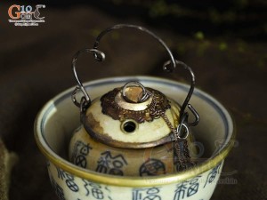 Điếu bát mini men rạn cổ họa tiết chữ Thọ, đường kính 11cm