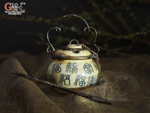 Điếu bát mini men rạn cổ họa tiết chữ Thọ, đường kính 11cm