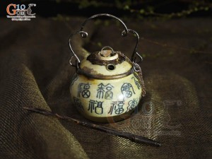 Điếu bát mini men rạn cổ họa tiết chữ Thọ, đường kính 11cm