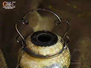 Điếu bát mini tròn men rạn cổ họa tiết Rồng, đường kính 10cm