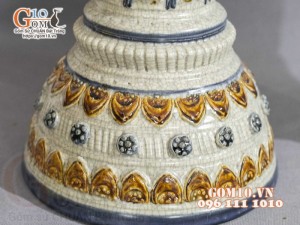 Đôi cây nến men rạn đắp nổi Rồng Như Ý, cao 72cm