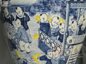 Đôi chóe men tràm cổ vẽ Bách Nhi Bách Phúc điểm màu, 50L