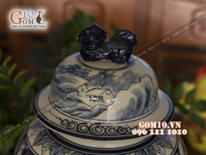 Đôi chóe men bóng vẽ cảnh Lã Vọng Câu Cá 15L