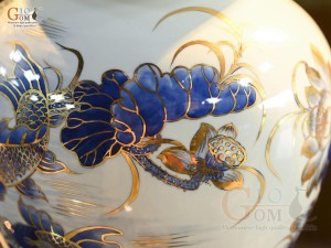 Đôi chóe men lam cổ vẽ Chép Sen vẽ vàng 24k, 25Lít