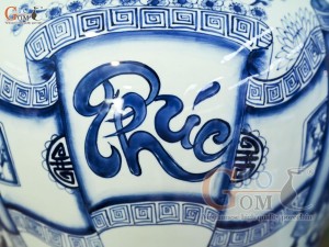 Đôi chóe men lam cổ vẽ Phúc Đức cuốn thư, 30L