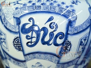 Đôi chóe men lam cổ vẽ Phúc Đức cuốn thư, 30L