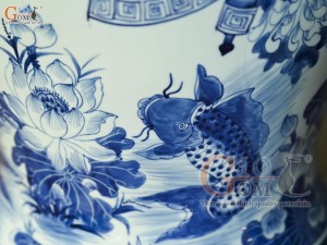 Đôi chóe men lam cổ vẽ Phúc Đức cuốn thư, 30L