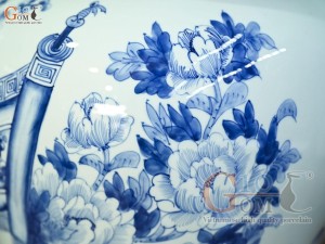 Đôi chóe men lam cổ vẽ Phúc Đức cuốn thư, 30L