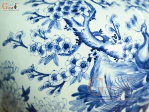 Đôi chóe men lam cổ vẽ Công Đào Tài Lộc, 30L