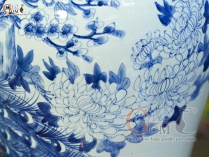 Đôi chóe men lam cổ vẽ Công Đào Tài Lộc, 30L