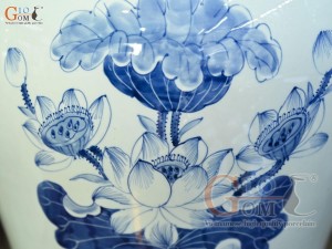 Đôi chóe men lam cổ vẽ Công Đào Tài Lộc, 30L