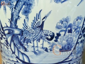 Đôi chóe men lam cổ vẽ tứ cảnh Tùng Cúc Trúc Mai nền băng, 30L