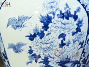 Đôi chóe men lam cổ vẽ tứ cảnh Tùng Cúc Trúc Mai nền băng, 30L