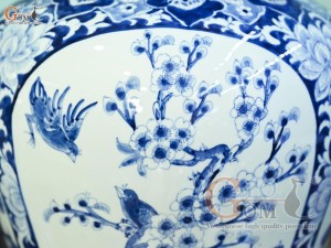 Đôi chóe men lam cổ vẽ tứ cảnh Tùng Cúc Trúc Mai nền băng, 30L