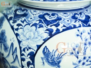 Đôi chóe men lam cổ vẽ tứ cảnh Tùng Cúc Trúc Mai nền băng, 30L