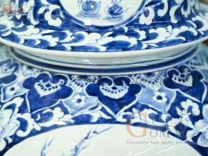 Đôi chóe men lam cổ vẽ tứ cảnh Tùng Cúc Trúc Mai nền băng, 30L