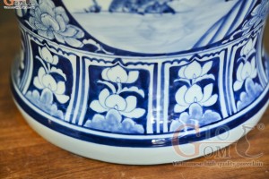 Đôi chóe men lam cổ vẽ tứ cảnh Tùng Cúc Trúc Mai nền băng, 30L