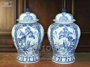 Đôi chóe men lam vẽ tứ cảnh Tùng Cúc Trúc Mai, 30L