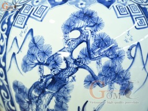 Đôi chóe men lam vẽ tứ cảnh Tùng Cúc Trúc Mai, 30L