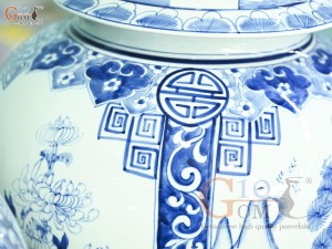 Đôi chóe men lam vẽ tứ cảnh Tùng Cúc Trúc Mai, 30L