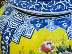 Đôi chóe men màu vẽ tứ cảnh Tài Lộc, 20L