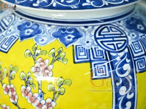 Đôi chóe men màu vẽ tứ cảnh Tài Lộc, 20L