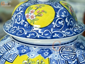 Đôi chóe men màu vẽ tứ cảnh Tài Lộc, 20L