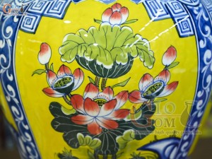 Đôi chóe men màu vẽ tứ cảnh Tài Lộc, 20L