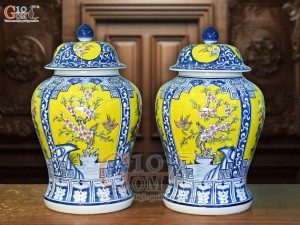 Đôi chóe men màu vẽ tứ cảnh Tài Lộc, 20L