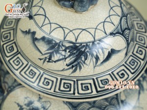 Đôi chóe men rạn cổ họa tiết Tứ Cảnh, 7L